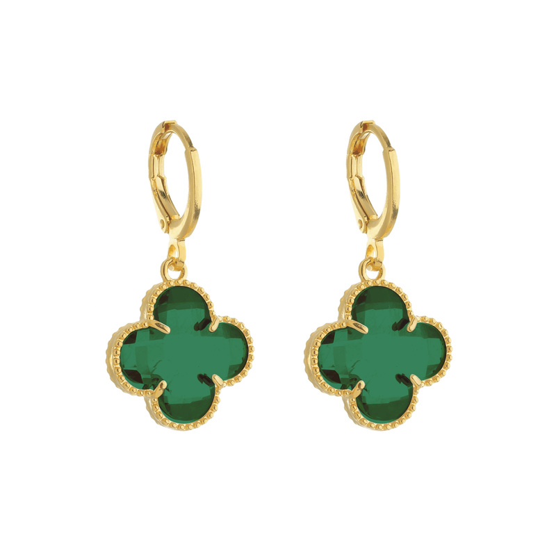 Pulsera Dorada de Tréboles con Circonias Verdes + Pendientes gratis