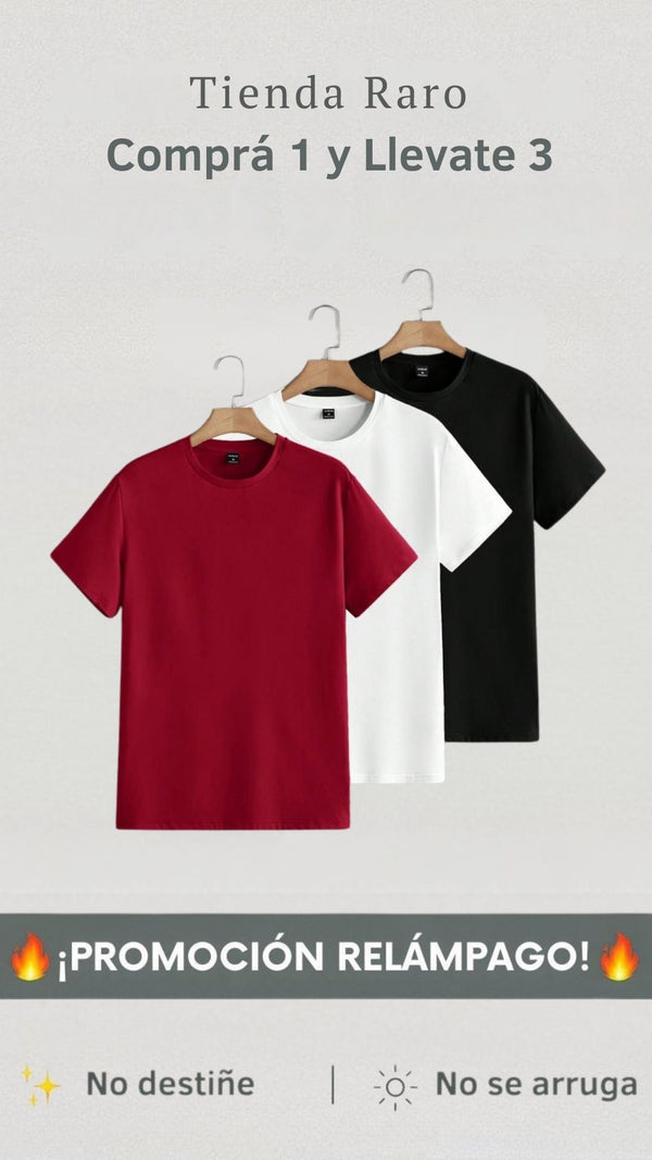 Kit con 3 Remeras Texturizadas Tejido Waffle Milano - Compra 1 y llévate 3